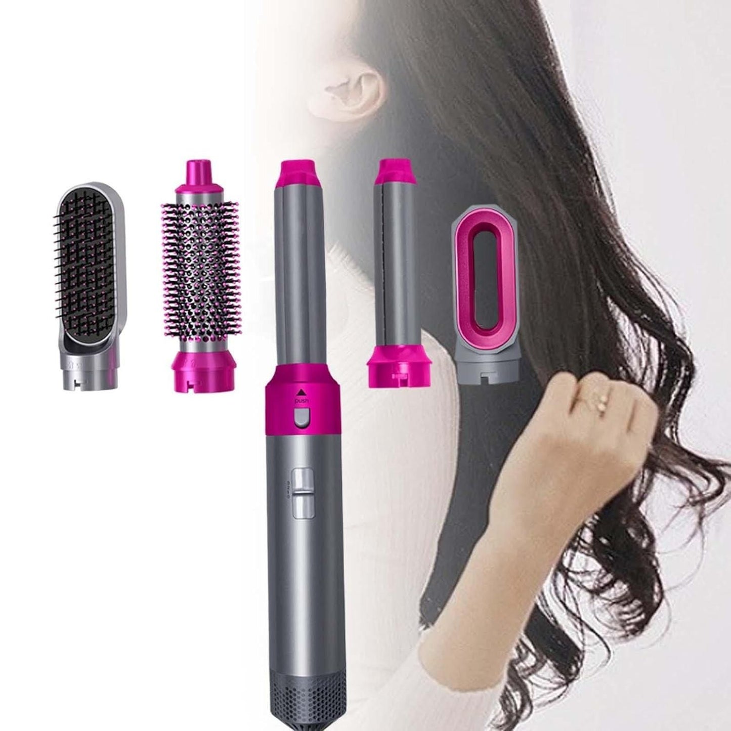 5-in-1 Hair Dryer & Styler Brush | Hot Air Comb for Curls, Volume & Shine