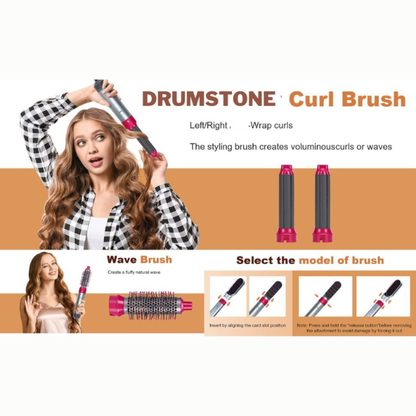 5-in-1 Hair Dryer & Styler Brush | Hot Air Comb for Curls, Volume & Shine