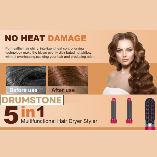 5-in-1 Hair Dryer & Styler Brush | Hot Air Comb for Curls, Volume & Shine